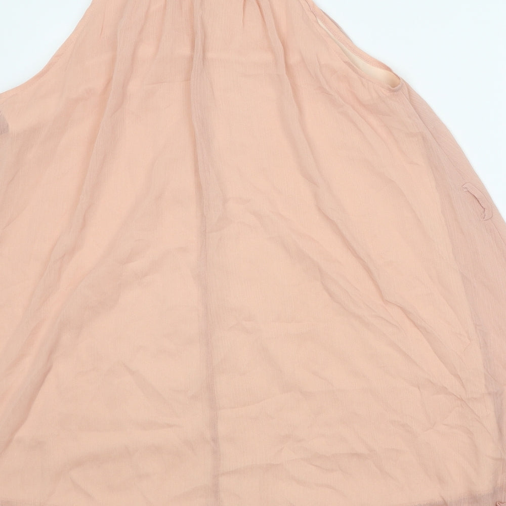 Amo Womens Pink Polyester Trapeze & Swing One Size Round Neck Button - Drop hem