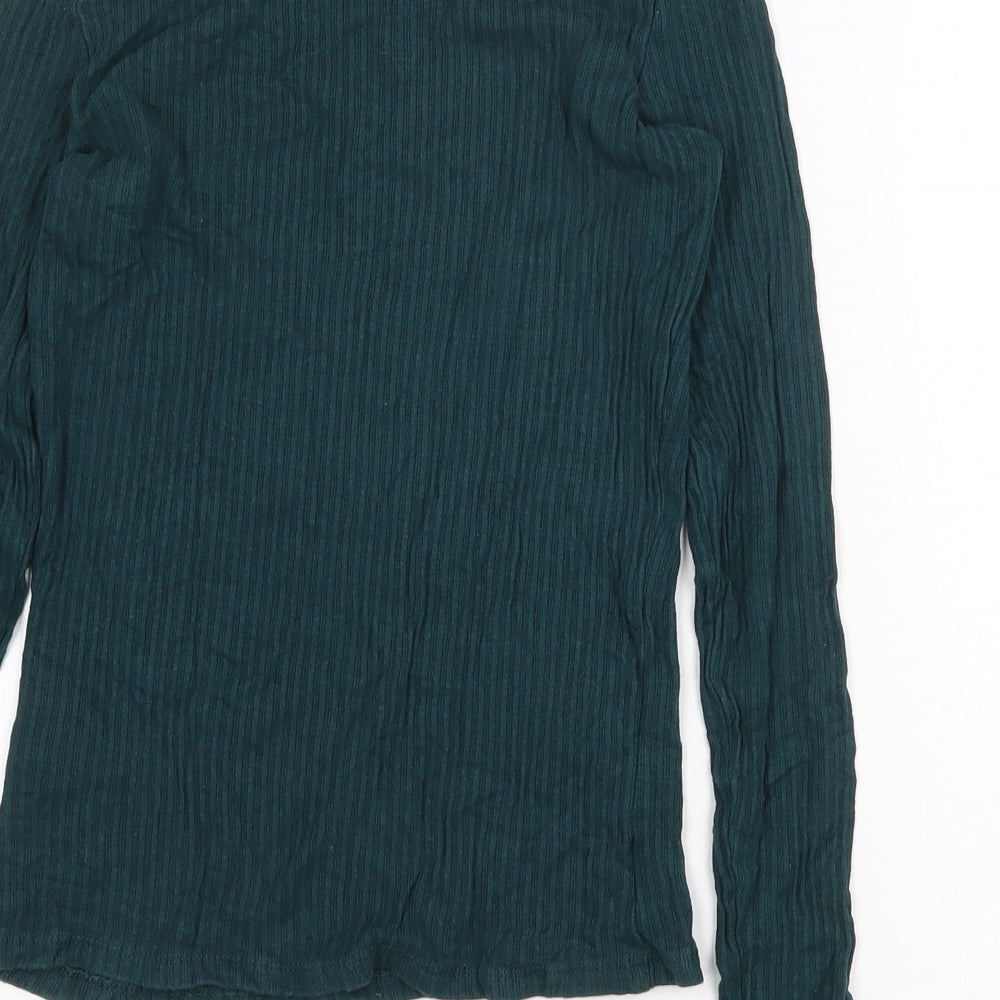 Monki Womens Green Cotton Basic T-Shirt Size 8 Round Neck