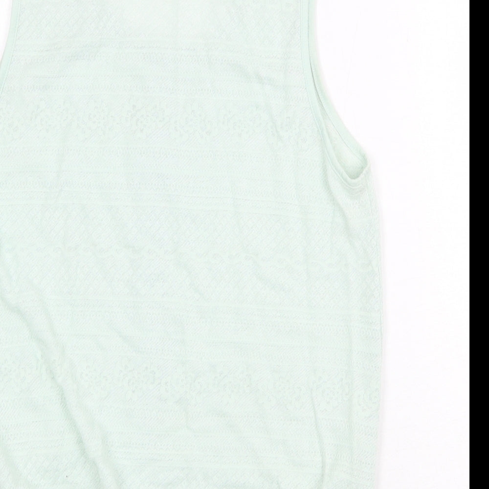 River Island Womens Green Cotton Basic Tank Size 12 Scoop Neck