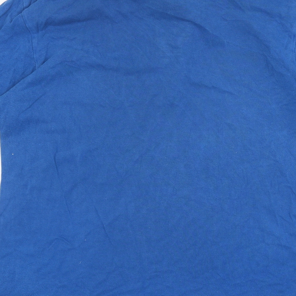 Marks & Spencer Mens Blue Cotton Polo Size M Collared Button