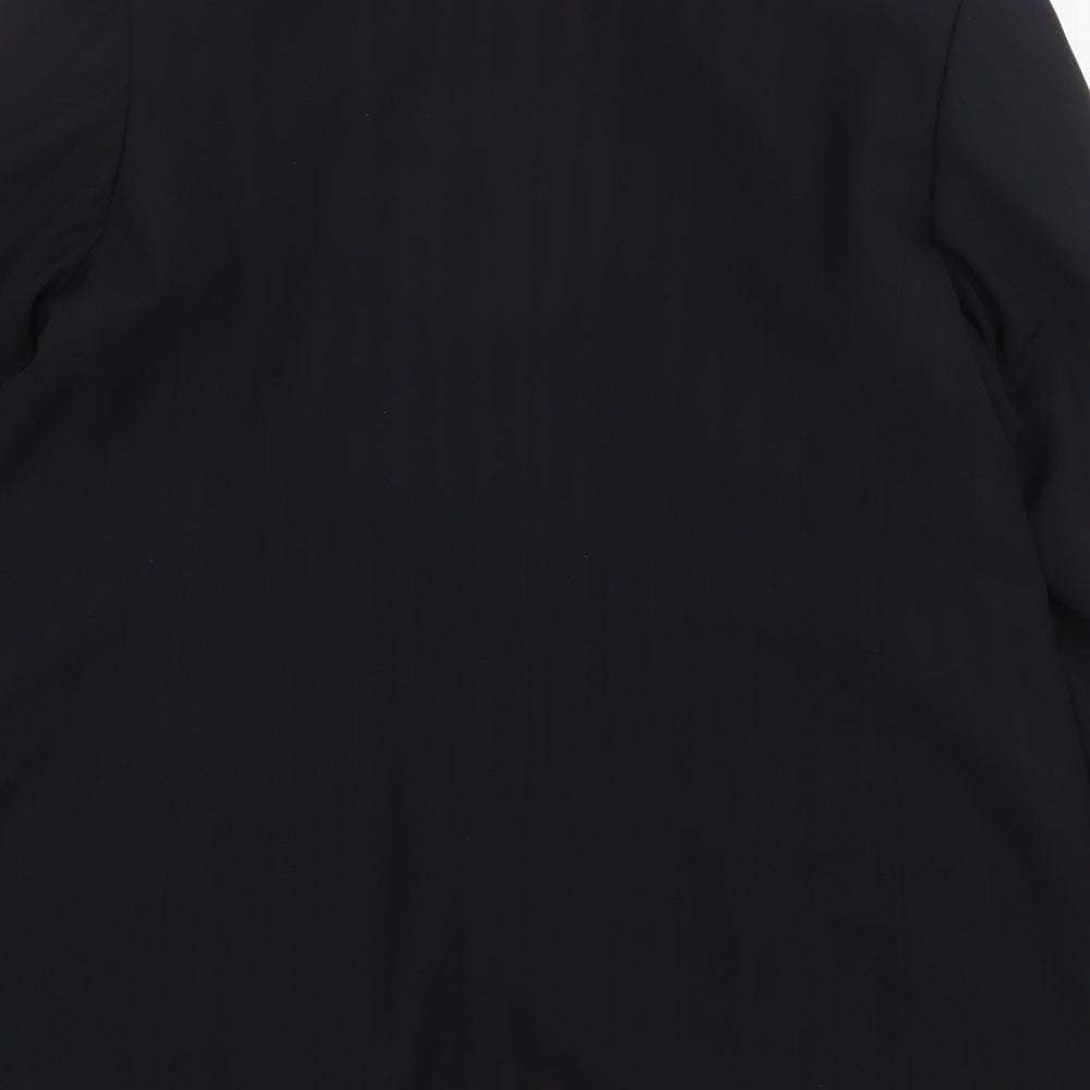 Preworn Mens Black Striped Polyester Jacket Suit Jacket Size 38 Regular