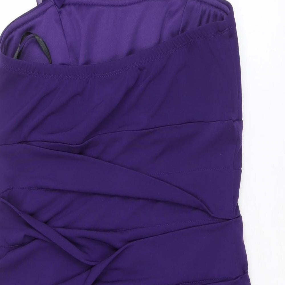 En Focus Studio Womens Purple Polyester Shift Size 10 Halter Tie