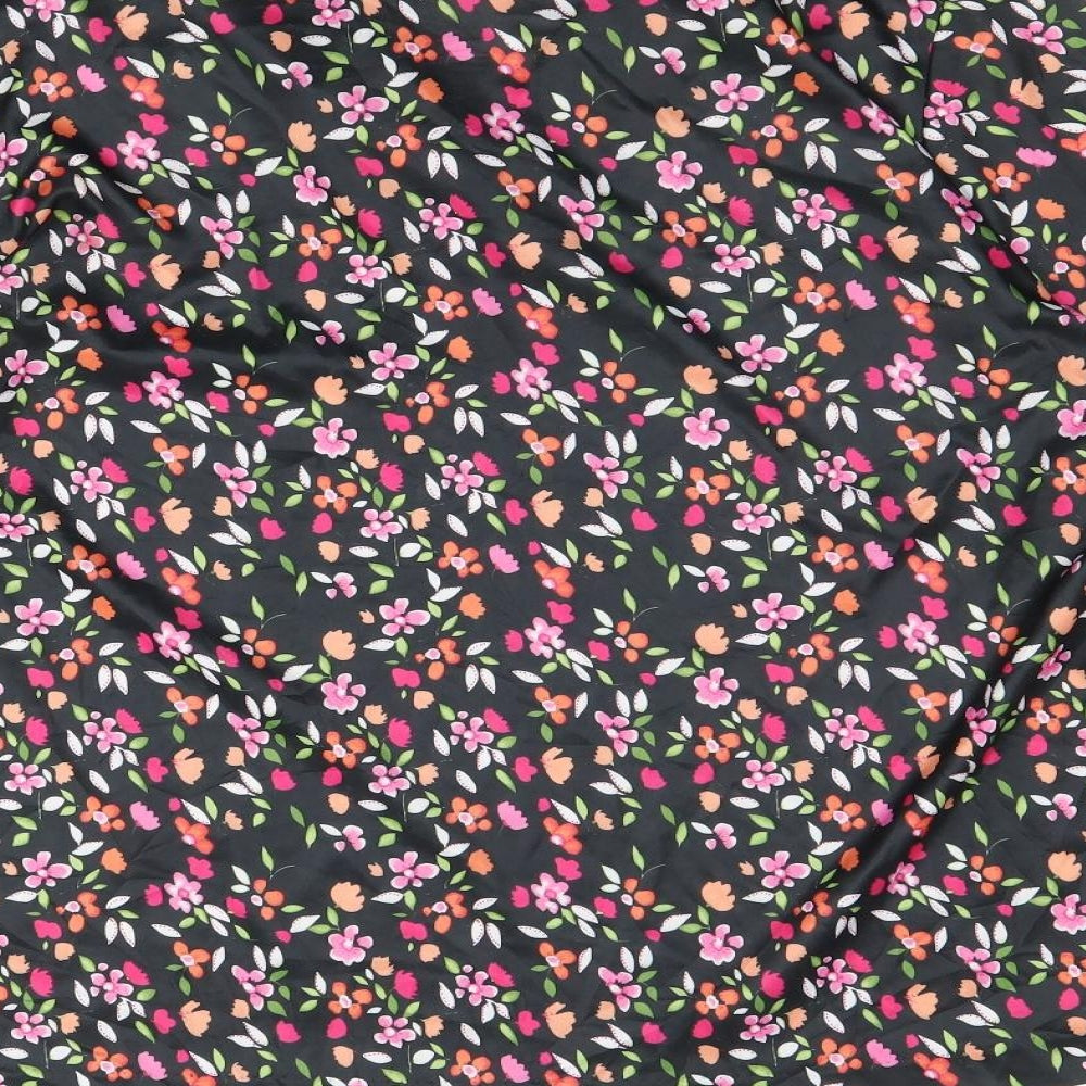 Blair Womens Black Floral Polyester Basic Blouse Size M Collared