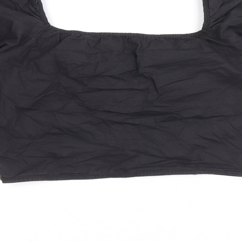Nasty Gal Womens Black 100% Cotton Cropped Blouse Size 10 Square Neck