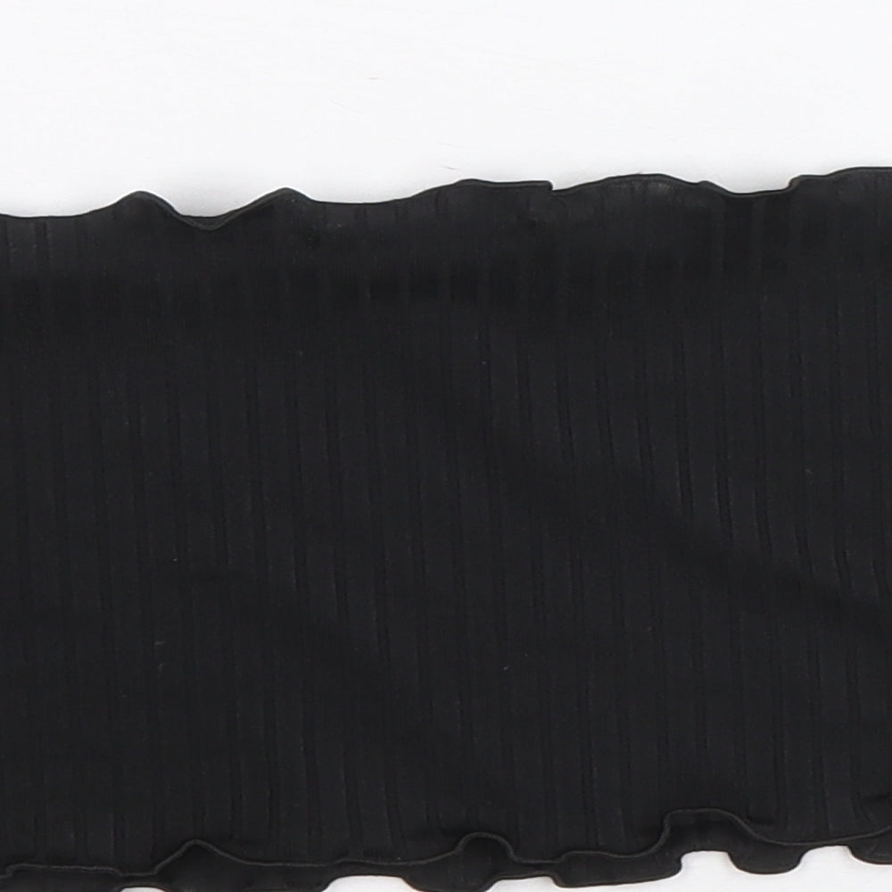 PRETTYLITTLETHING Womens Black Polyester Cropped Blouse Size 8 Square Neck - Boob Tube