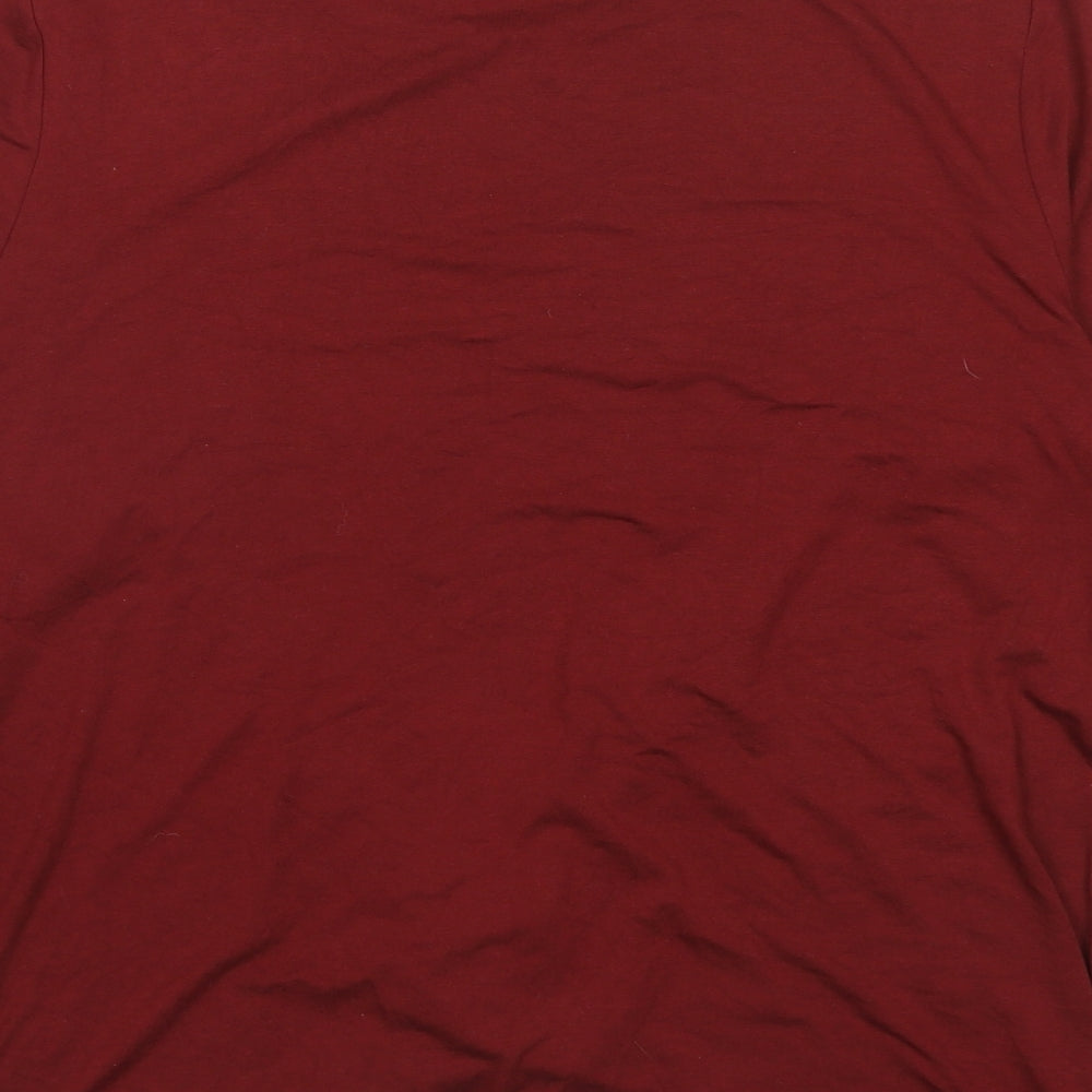 Peacocks Womens Red Viscose Basic Blouse Size 14 Round Neck - Knot Front