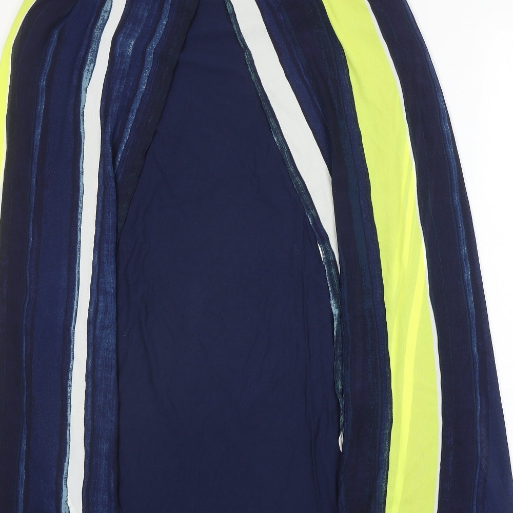 Preworn Womens Blue Striped Polyester Trapeze & Swing Size 12 Round Neck Pullover