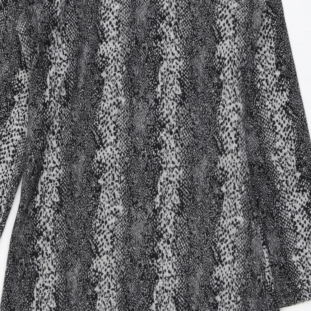 Sugar Crisp Womens Grey Geometric Polyester A-Line Size M Round Neck Pullover