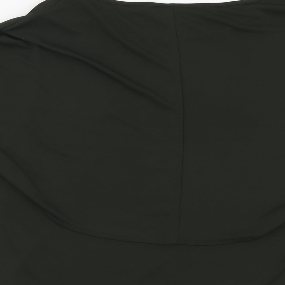 Topshop Womens Green Polyester Basic Blouse Size 6 Round Neck