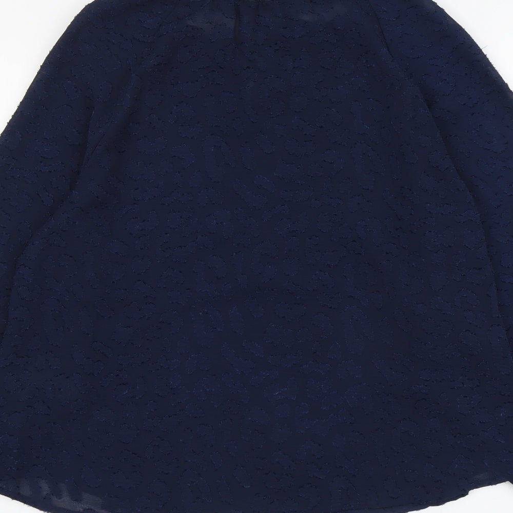 Marks & Spencer Womens Blue Animal Print Polyester Basic Blouse Size 8 Round Neck - Leopard Print