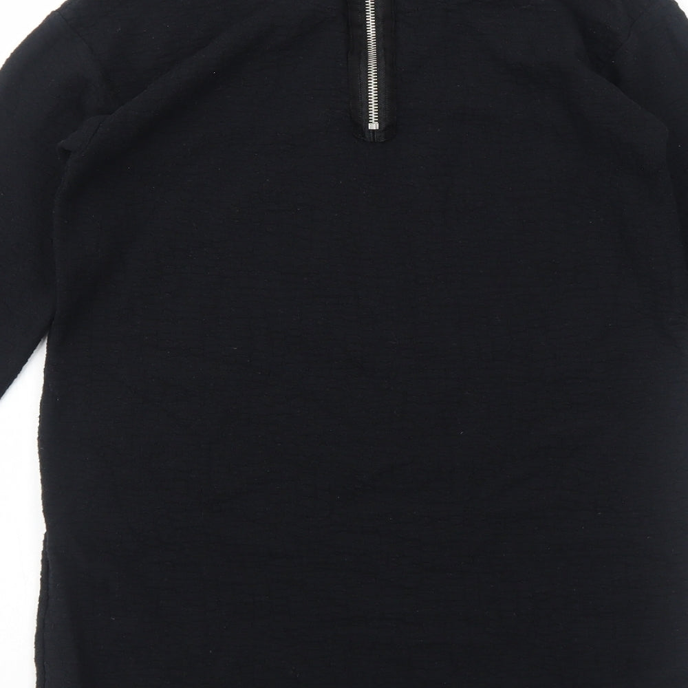 Topshop Womens Black Polyester A-Line Size 8 Round Neck Zip