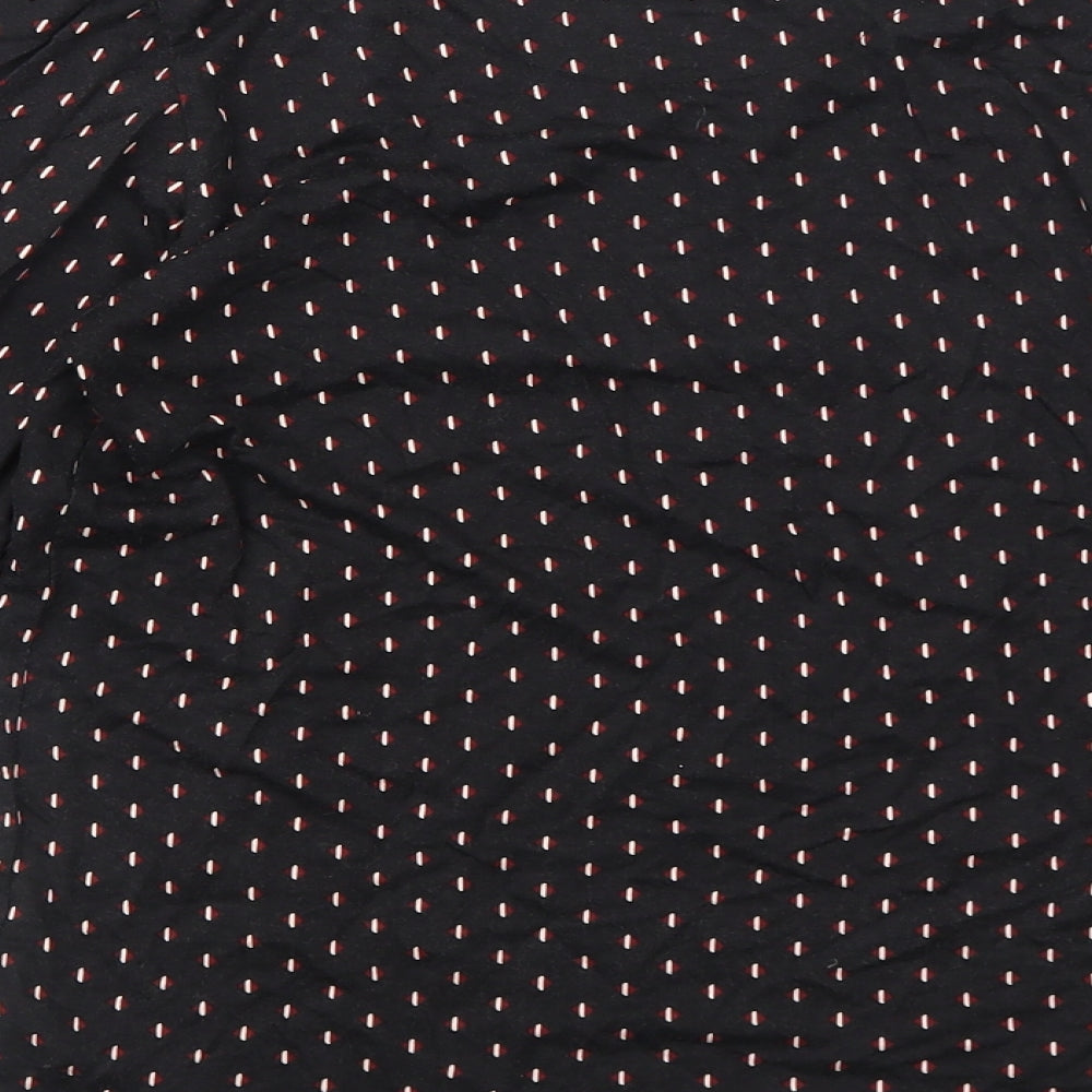 Principles Womens Black Geometric Viscose Basic Blouse Size 10 Scoop Neck - Sleeve Tie Detail