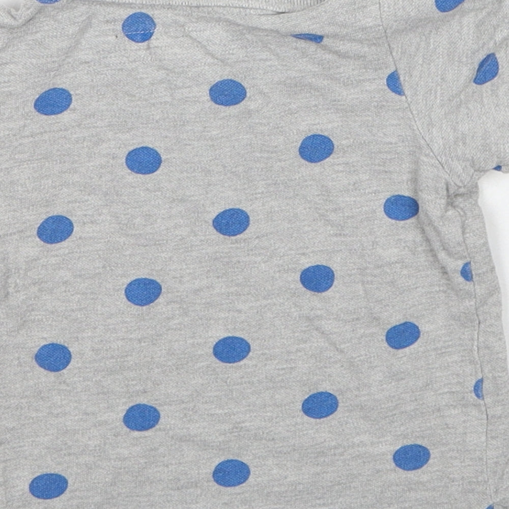 H&M Boys Grey Polka Dot Cotton Basic Polo Size 3-6 Months Collared Button