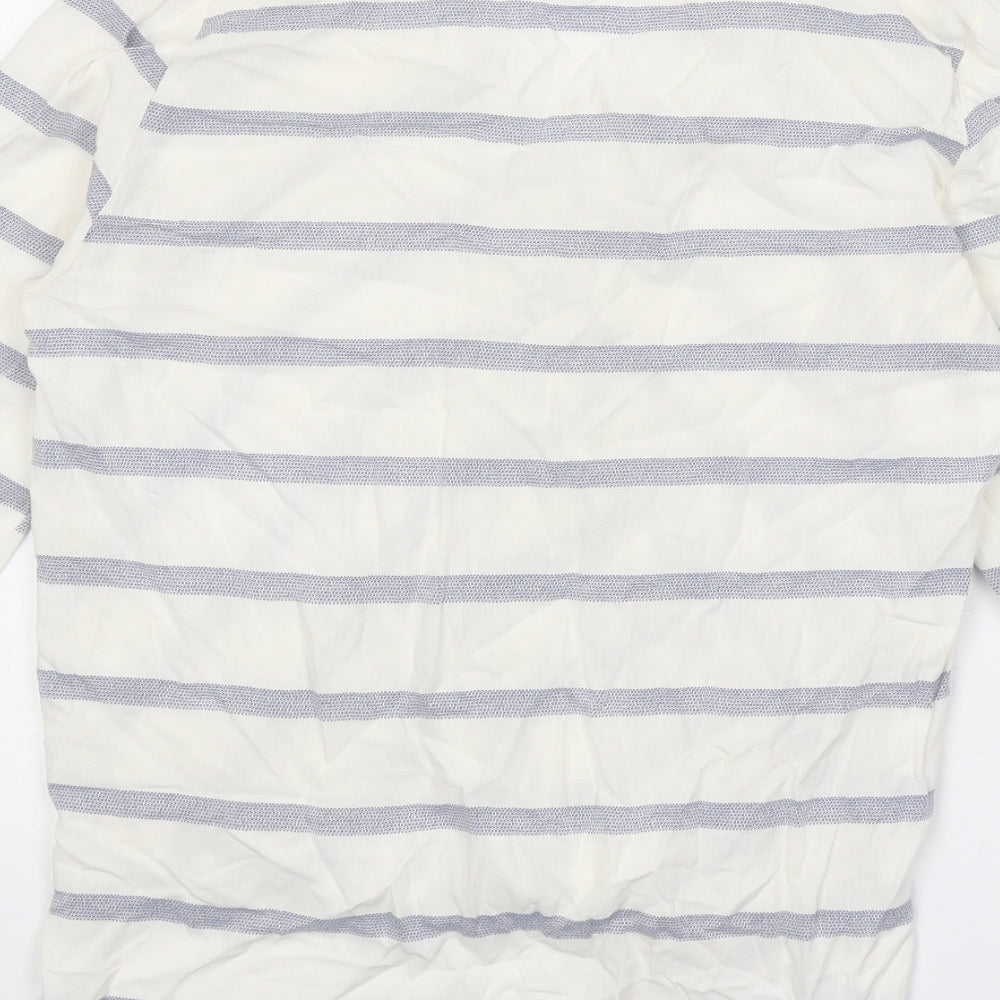Paraphrase Womens White Striped Viscose Basic Blouse Size 10 V-Neck