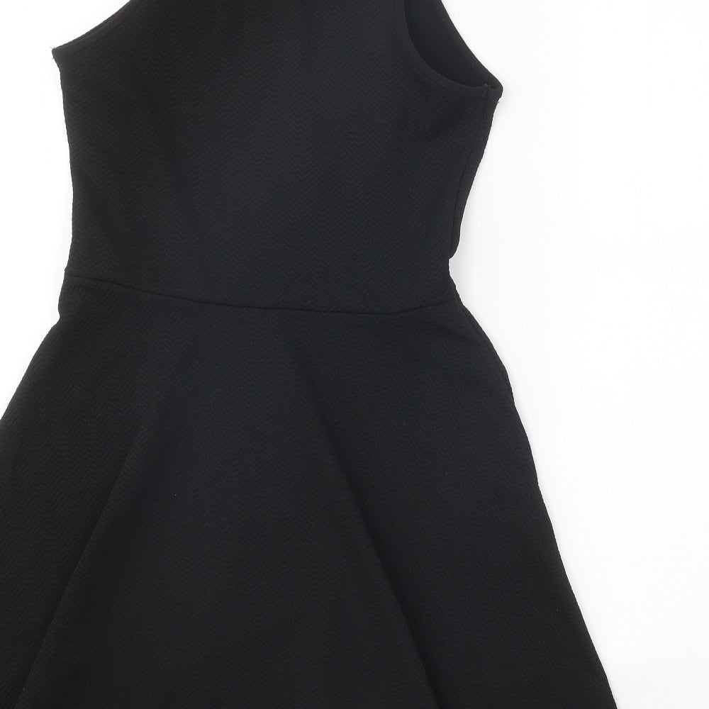 Preworn Womens Black Polyester Fit & Flare One Size Square Neck Pullover