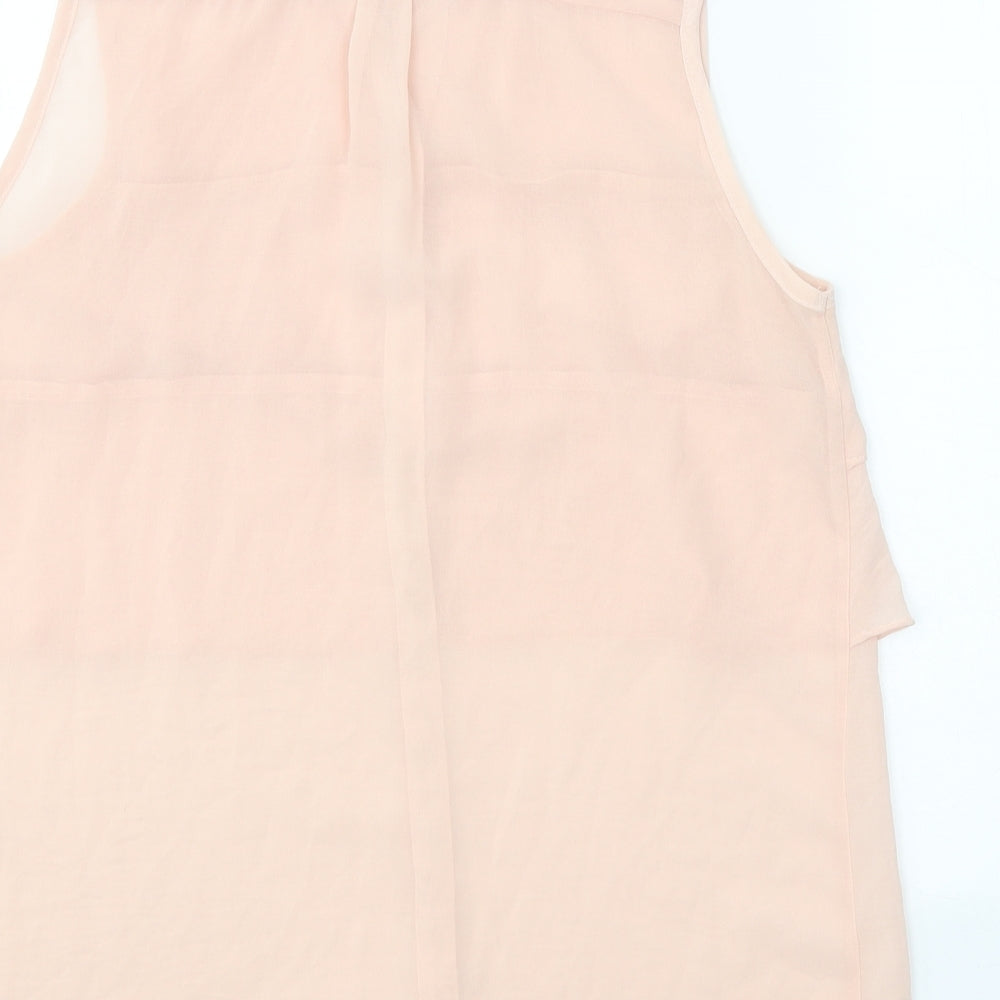 Dorothy Perkins Womens Pink Polyester Basic Button-Up Size 14 Round Neck