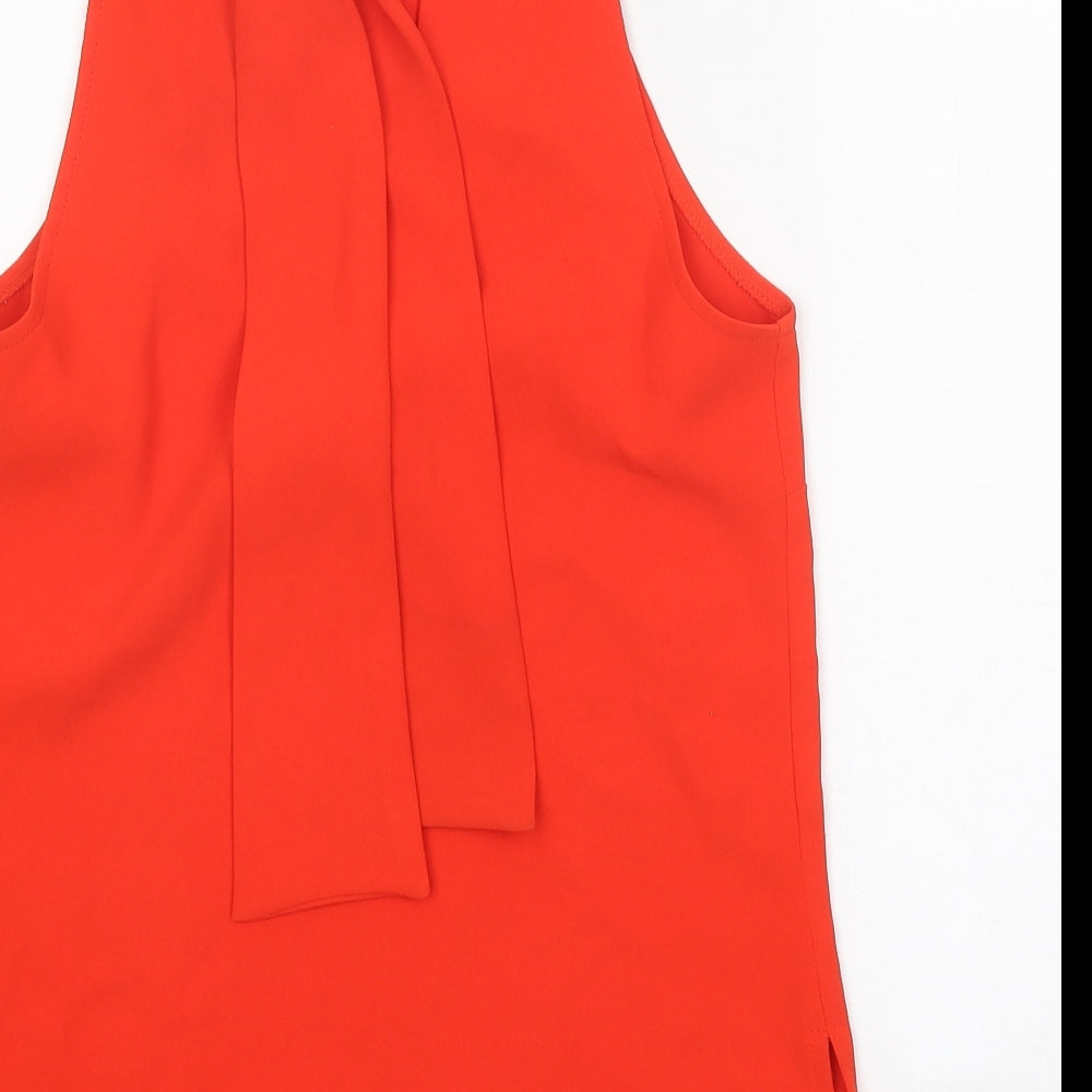 NEXT Womens Red Polyester Basic Blouse Size 6 Halter
