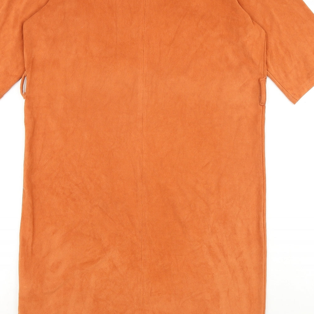 RESERVED Womens Orange Polyurethane A-Line Size XS Round Neck Pullover