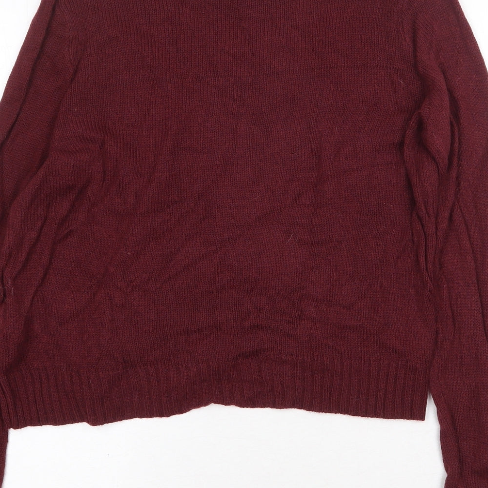 H&M Womens Red Round Neck Acrylic Pullover Jumper Size S