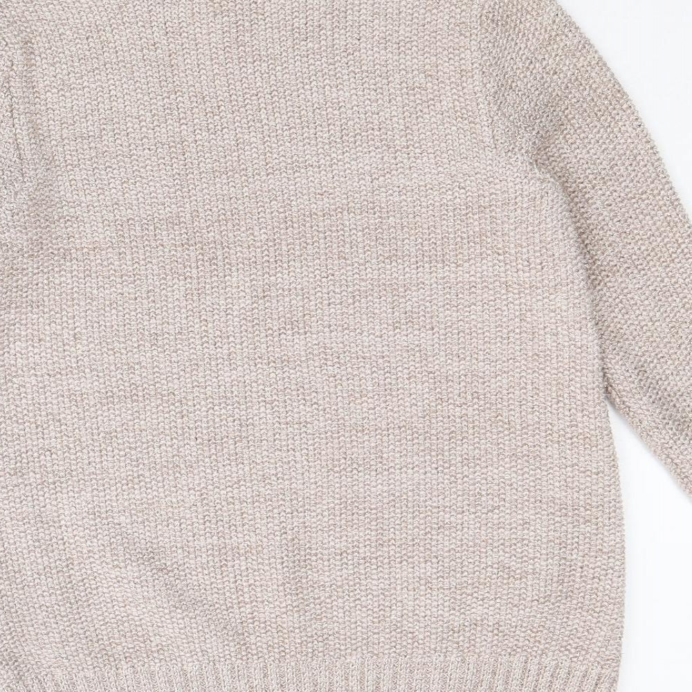 Topshop Womens Gold Round Neck Cotton Pullover Jumper Size 6