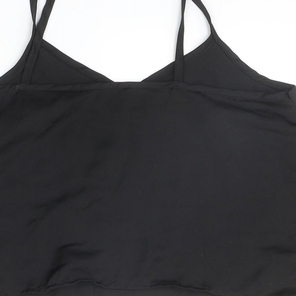 Missguided Womens Black Polyester Basic Tank Size 6 V-Neck
