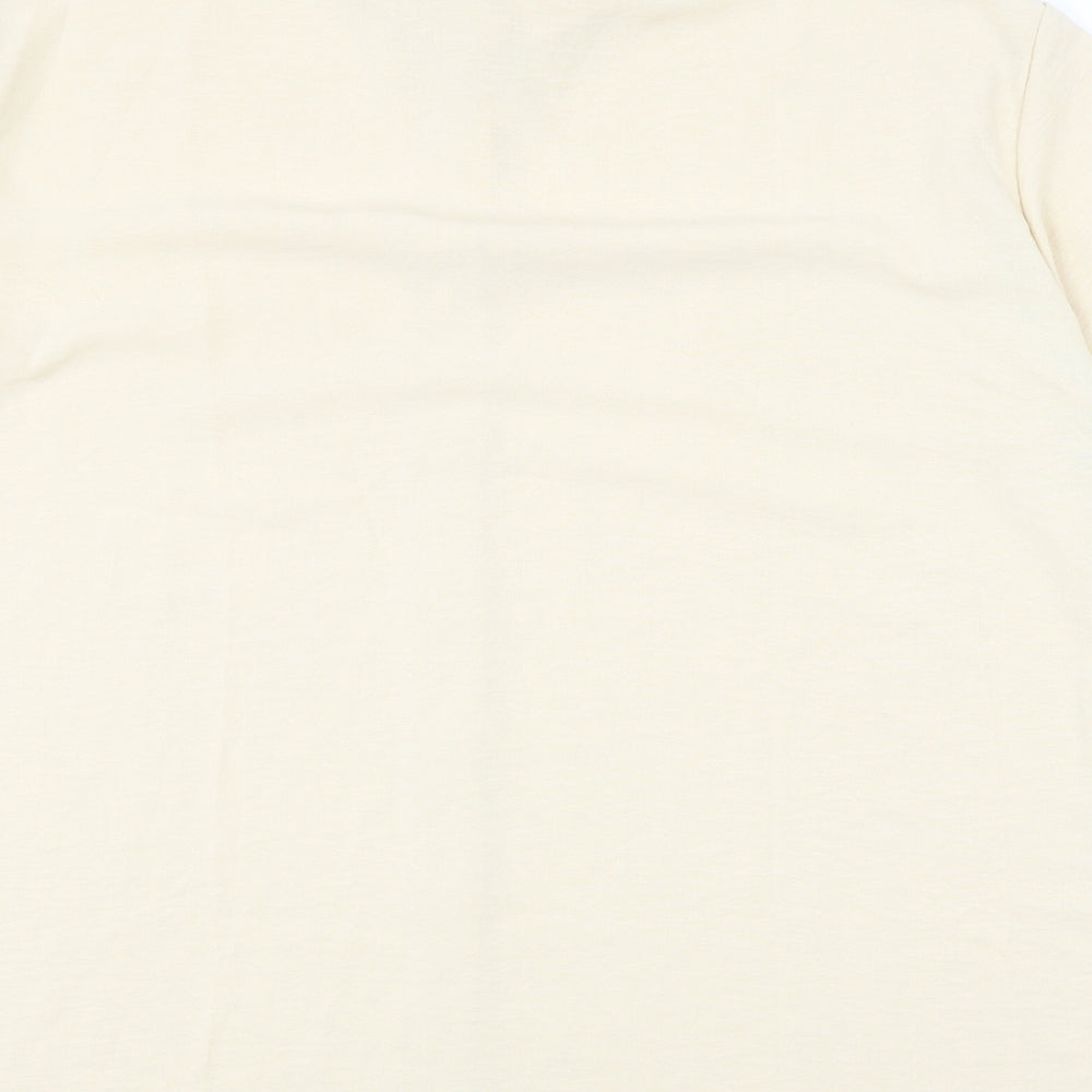 Preworn Womens Beige Polyester Basic Button-Up Size XL Collared