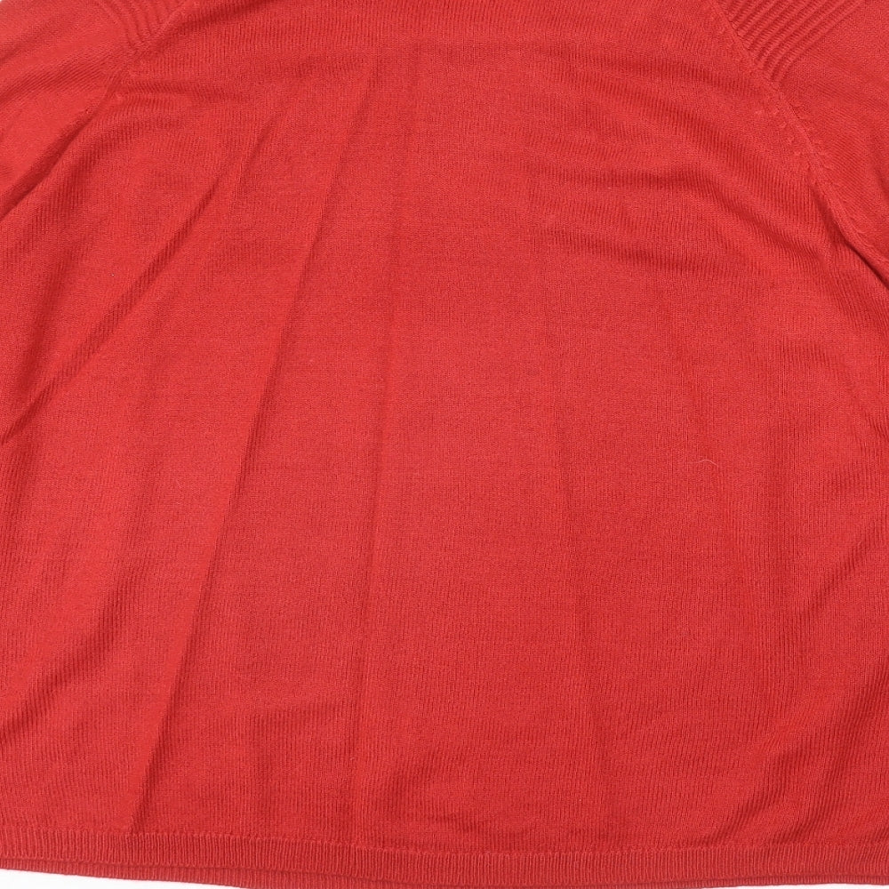 Marks & Spencer Womens Red Round Neck Acrylic Pullover Jumper Size 18