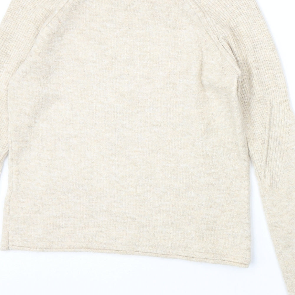 Topshop Womens Beige Round Neck Acrylic Pullover Jumper Size 8 Pullover