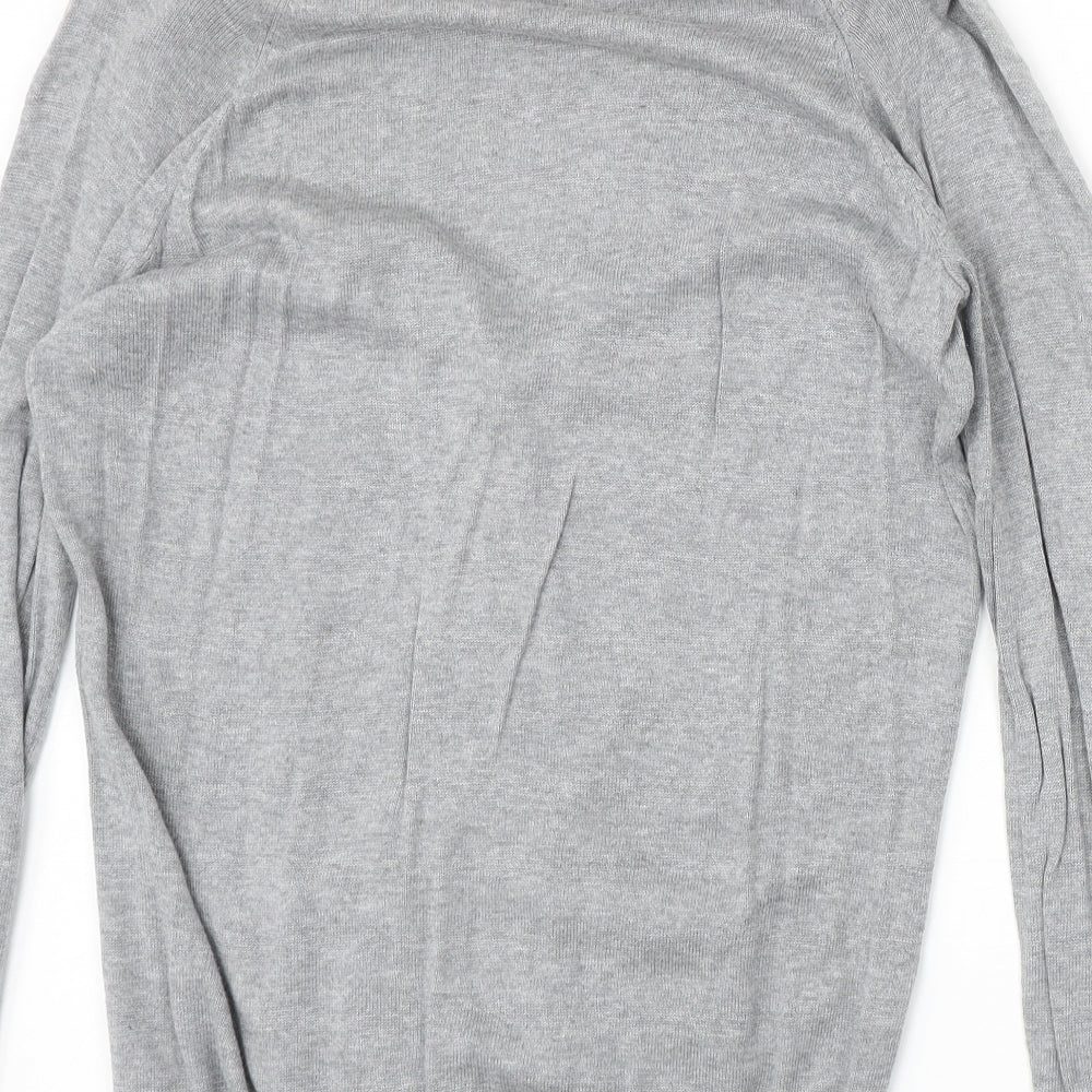 H&M Womens Grey V-Neck Cotton Cardigan Jumper Size S