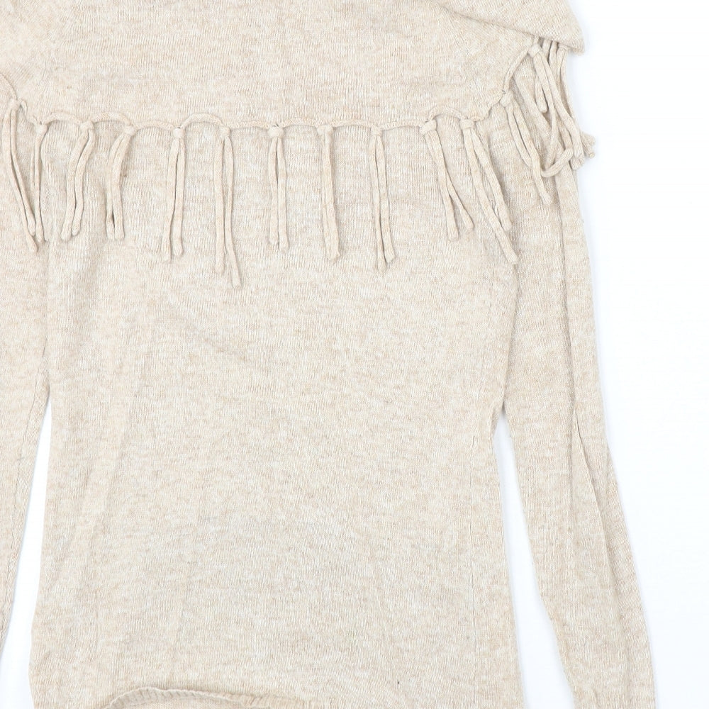 QED London Womens Beige Boat Neck Polyester Pullover Jumper Size S
