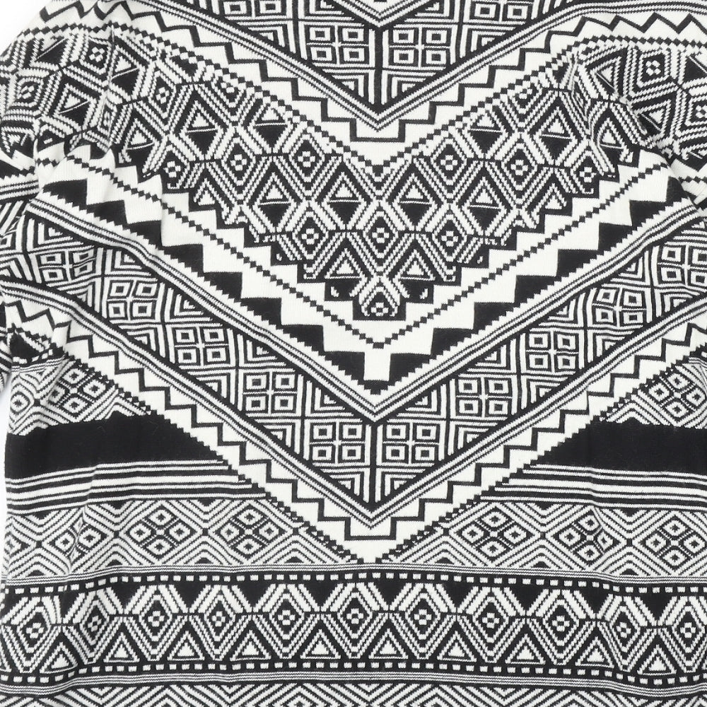 Stradivarius Womens Black V-Neck Geometric Acrylic Cardigan Jumper Size S