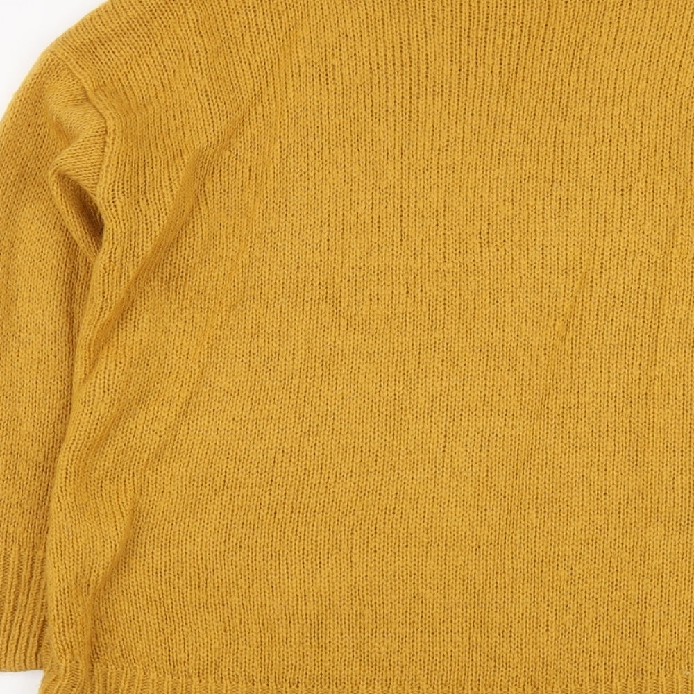 New Look Womens Yellow Round Neck Acrylic Pullover Jumper Size L