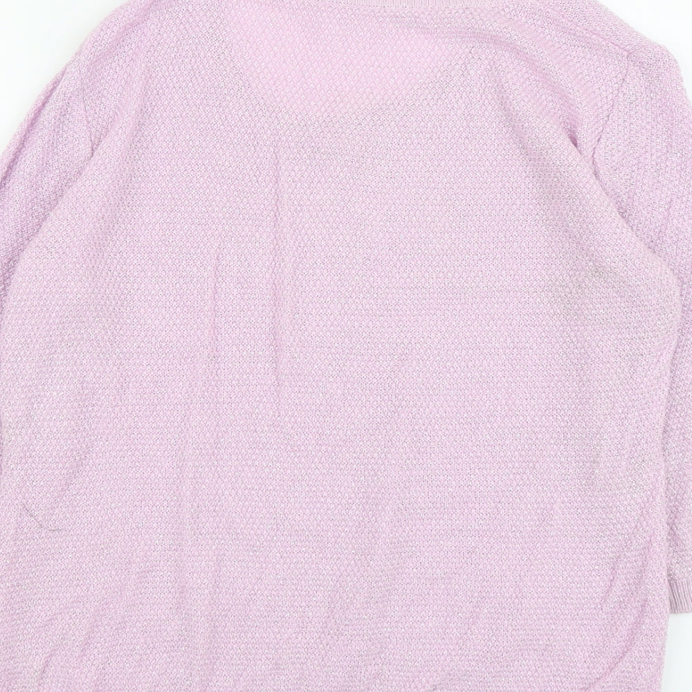 Preworn Womens Purple Scoop Neck Polyester Pullover Jumper Size 16