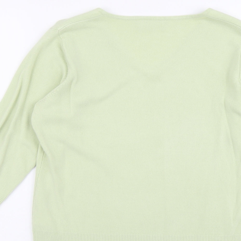 BHS Womens Green V-Neck Acrylic Pullover Jumper Size 14