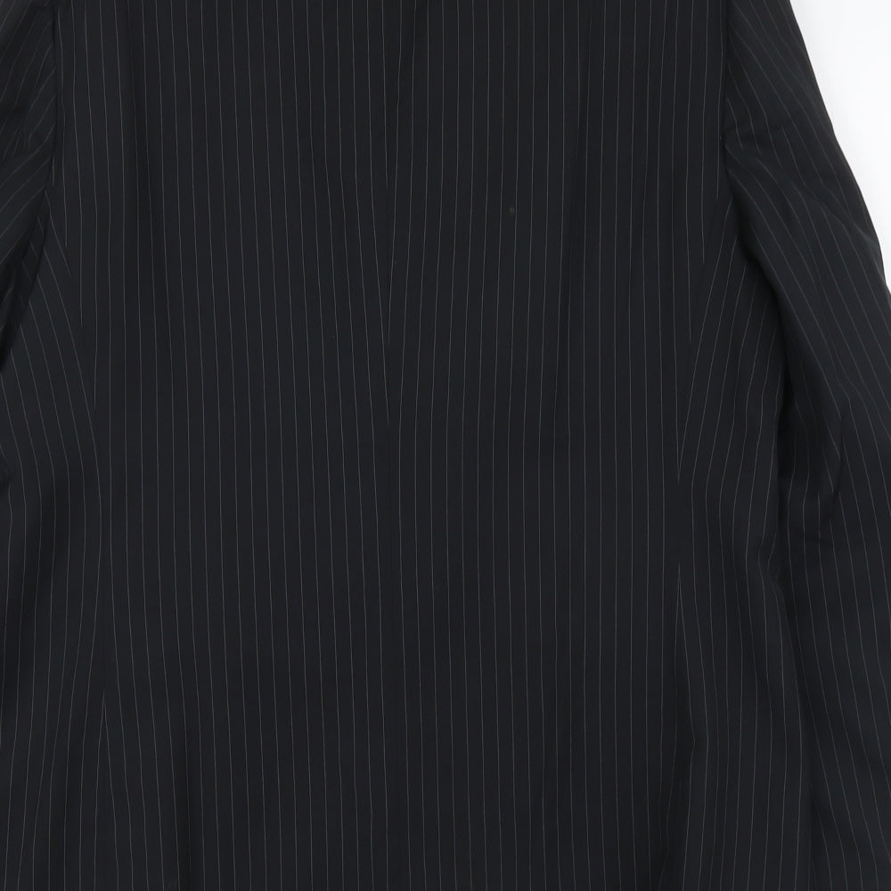 Jeanne Pierre Mens Black Striped Polyester Jacket Suit Jacket Size L Regular