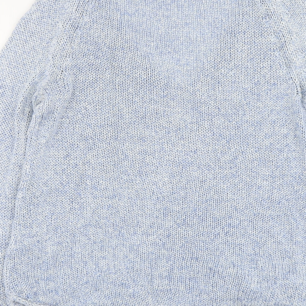 H&M Womens Blue V-Neck Acrylic Pullover Jumper Size S