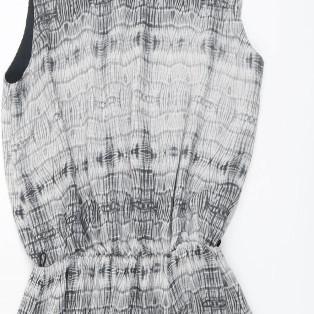 Mango Womens Grey Geometric Polyester Fit & Flare Size XS Round Neck Pullover