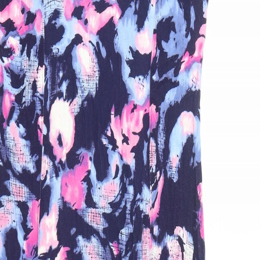 VIZ-A-VIZ Womens Blue Geometric Viscose A-Line Size 12 V-Neck Pullover
