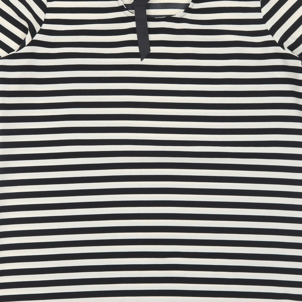 Atmosphere Womens Black Striped Polyester A-Line Size 16 Round Neck Tie