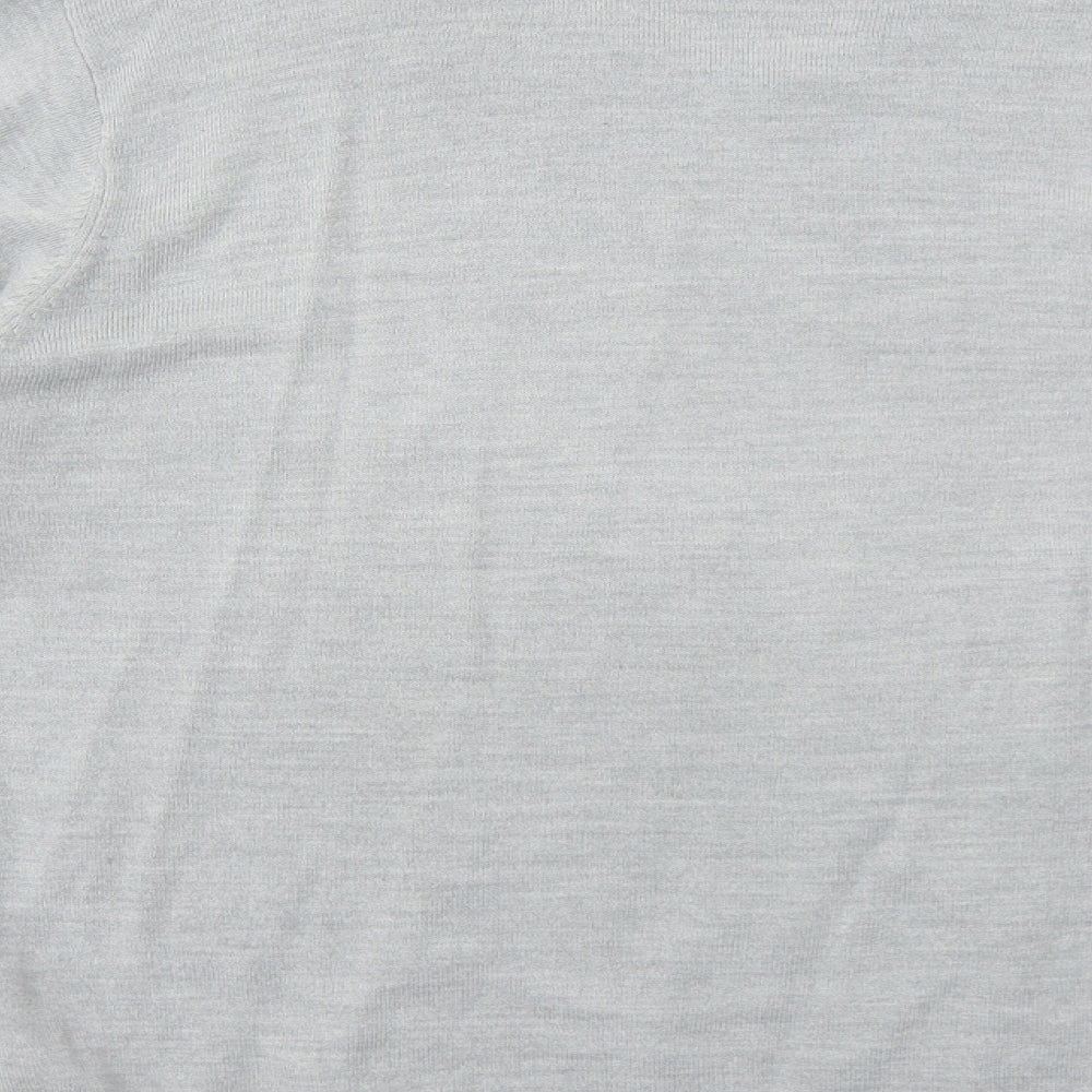 Marks & Spencer Mens Grey V-Neck Acrylic Pullover Jumper Size L Long Sleeve