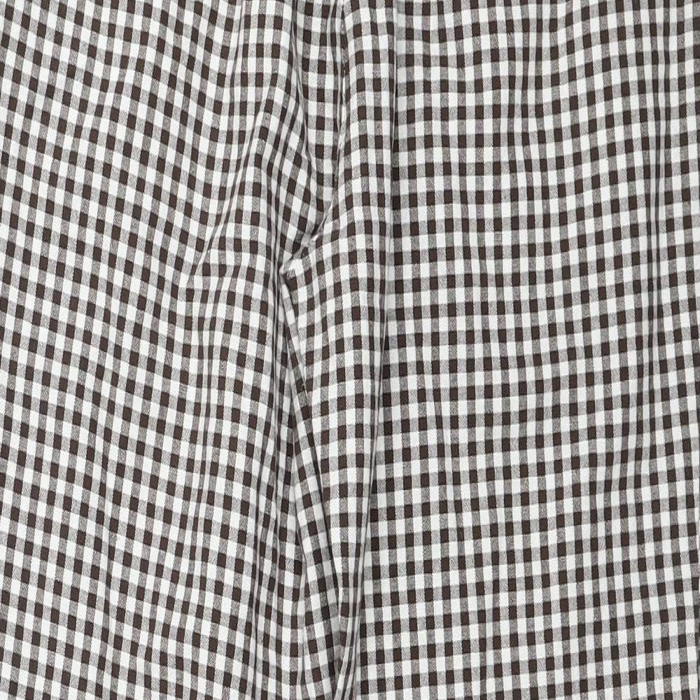ASOS Womens Brown Check Cotton Trousers Size 6 Regular Zip