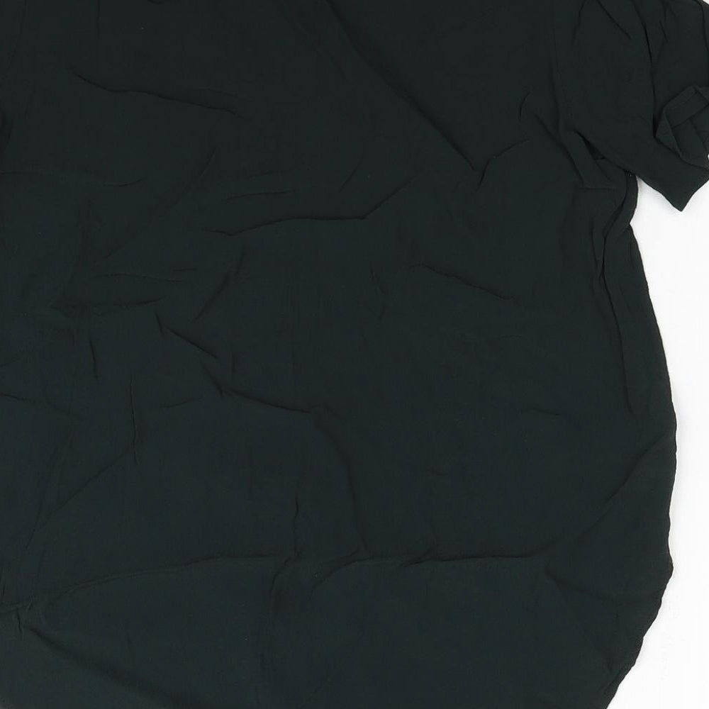 H&M Womens Green Viscose Basic Blouse Size 8 V-Neck