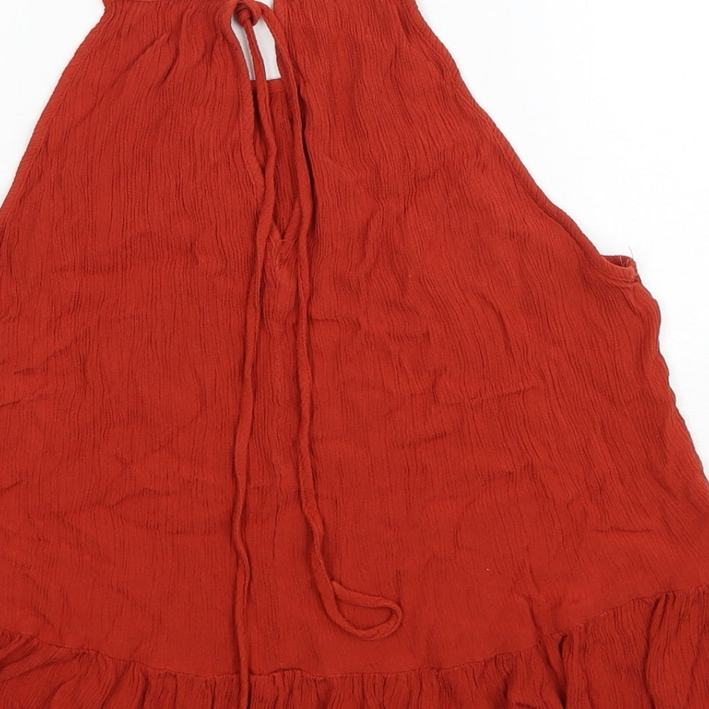 ASOS Womens Red Viscose Basic Tank Size 14 Round Neck
