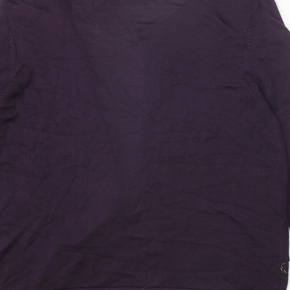 Lakeland Womens Purple Round Neck Ramie Cardigan Jumper Size 14