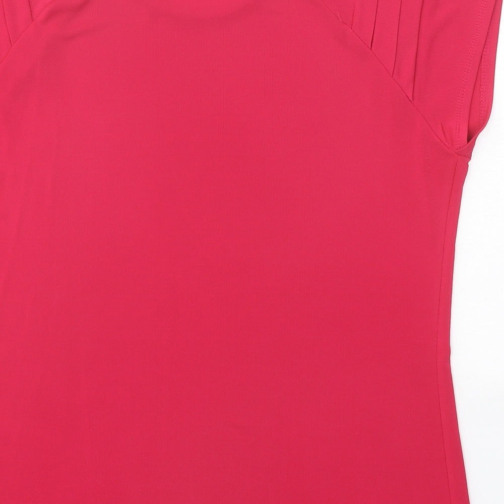 Saloos Womens Pink Polyester Basic T-Shirt Size 16 Boat Neck