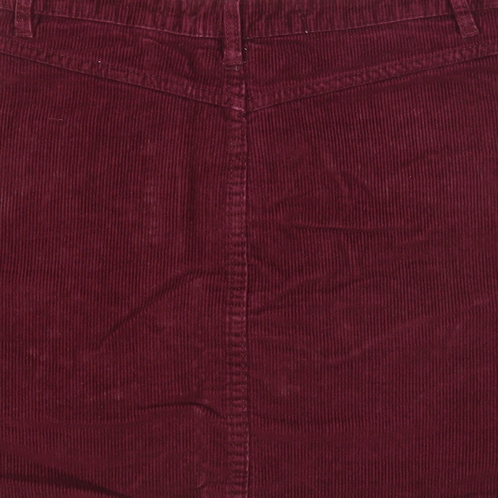 Denim & Co. Womens Purple Cotton A-Line Skirt Size 8 Zip