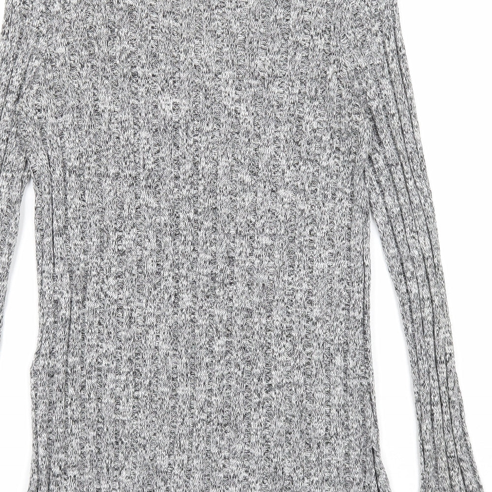 Topshop Womens Grey V-Neck Acrylic Pullover Jumper Size 6