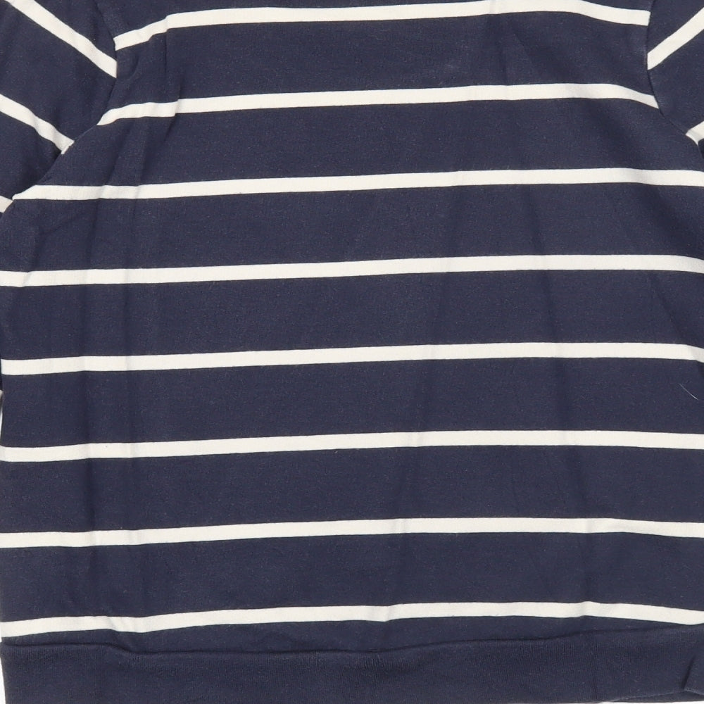 Topshop Womens Blue Striped Cotton Pullover Sweatshirt Size 6 Pullover