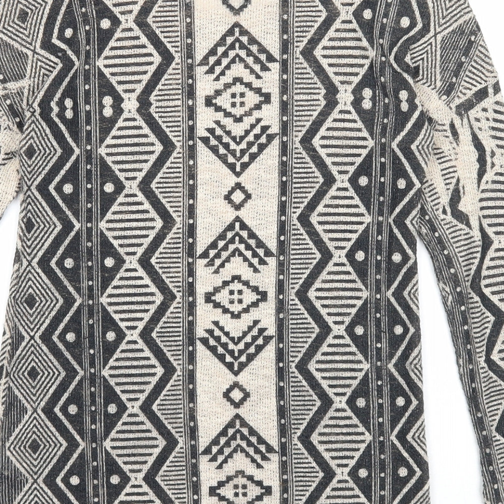 Ginger G Womens Black Scoop Neck Geometric Polyester Pullover Jumper Size S