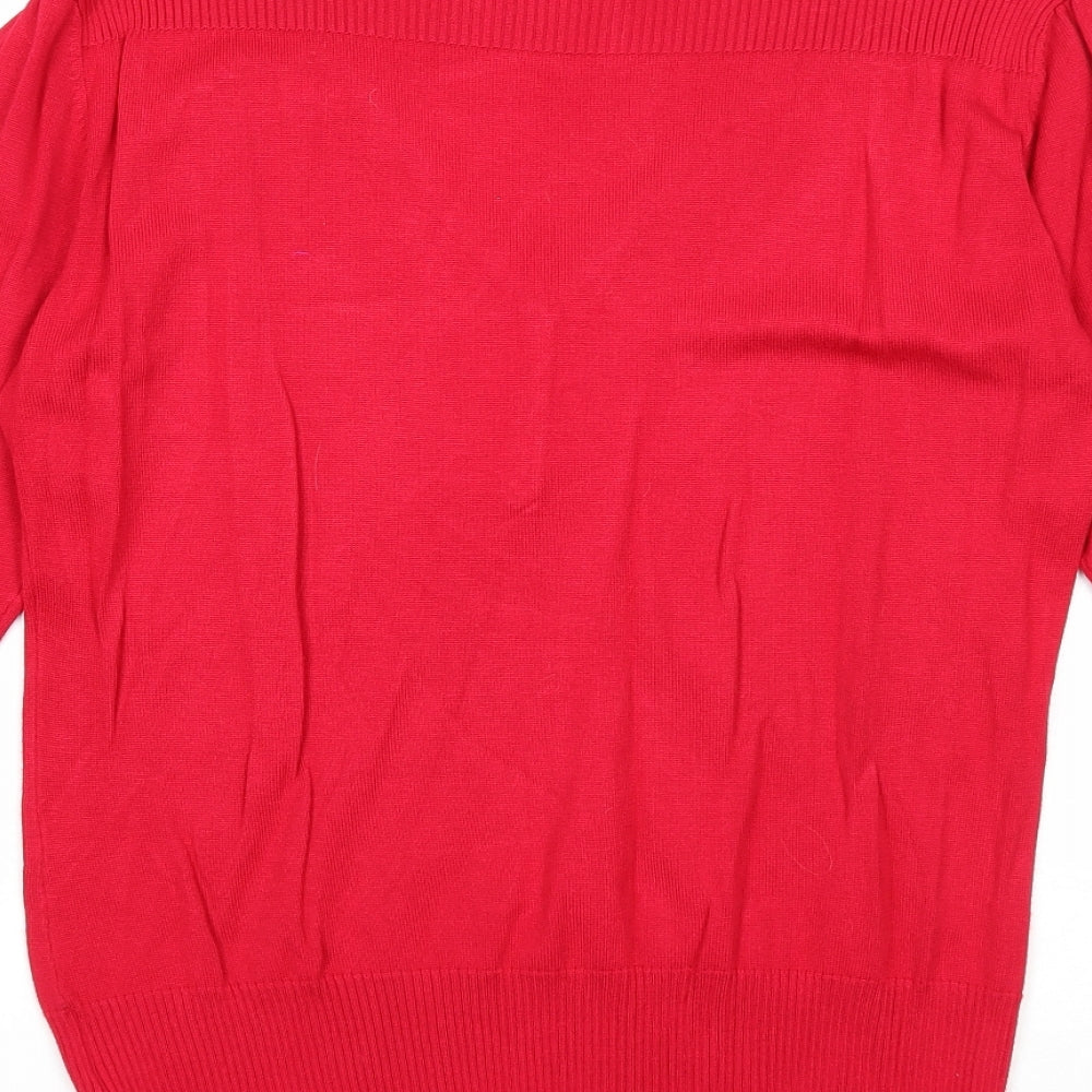 Paramour Womens Red V-Neck Viscose Pullover Jumper Size M